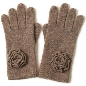 CAVME Gebreide Cashmere Muts Handschoenen voor Vrouwen Winter Dames Hoeden met Bloem Effen Kleur Breien Handschoen