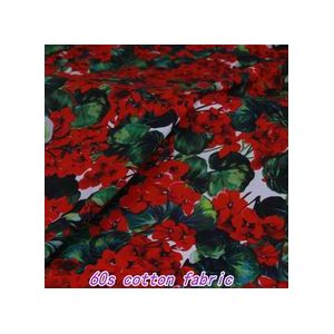 Rode geranium bloem digital print 60 S katoen poplin stof voor kinderen vrouwen zomer jurk rok kleding Naaien DIY tissus au meter