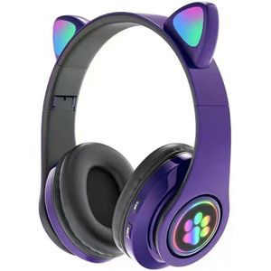 Leuke Kat Bluetooth Hoofdtelefoon Draadloze Headset Opvouwbare Hifi Muziek Stereo Noise Annuleren Koptelefoon Tf Card Voor Kinderen Meisjes
