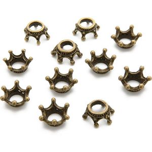 50 stks/partij Goud/Zilver/Antiek Brons Kleur Crown Bead Caps Connectors Charms End Kralen Cap Voor DIY Sieraden maken Bevindingen