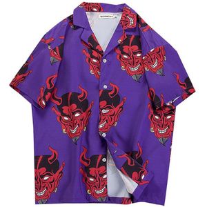 Devil Volledige Gedrukt Shorts Mouwen Shirts Heren Zomer Mode Shirts Casual Korte Mouw Strand Tops Loose Casual Blouse Strand # gh