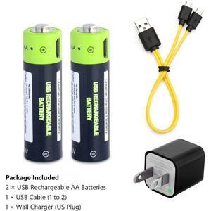 Aa Batterij 1.5V Lithium 1700Mah Aa Usb Li-Ion Batterij 1.85Wh Li-Polymeer Met Usb Oplaadbare + Usb kabel Charger Kit Voor Klokken