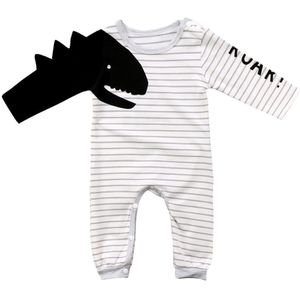 Gloednieuwe Pasgeboren Peuter Baby Baby Jongen Meisje Lange Mouwen Dinosaurus Romper Jumpsuit Gestreepte Outfits Set Jongen Koele Kleding