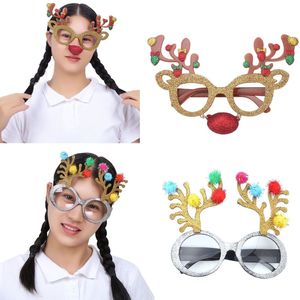 2 Stuks Kerst Glazen Xmas Carnaval Party Dress Up Grappige Accessoires Kerstman Antler Brillen Voor Volwassenen Of Kinderen