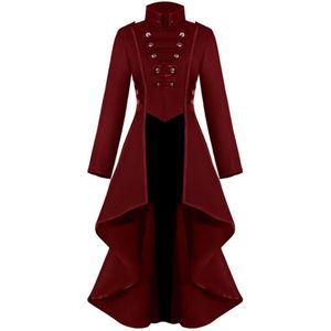 Vrouwen Gothic Steampunk Knop Kant Corset Halloween Kostuum Jas Tailcoat Jas herfst winter jassen en jassen vrouwen jas