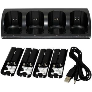 Opladen Dock Laadstation Lader Met 4 Stuks 2800 Mah Batterijen Voor Wii Remote Controllers 4 In 1 Lader Station dock