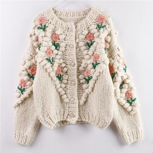 Zity Vrouwen Winter Handgemaakte Trui En Vesten Bloemen Borduren Hollow Out Chic Knit Jacket Parel Kralen Vesten