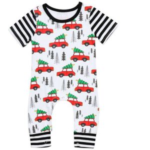 Baby Zomer Kleding Pasgeboren Peuter Baby Meisjes Jongens Toevallige Romper Kerstman Boom Cars Jumpsuit Korte Mouw Kleding Outfits