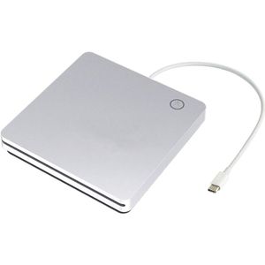 Externe Usb C Cd Dvd Drive, draagbare Type-C Smart Contact Knop Slot-In Cd Dvd Brander Speler Schrijver Voor Desktop (Zilver)