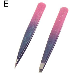 2 Stks/set Van Wenkbrauw Pincet Kleurverloop Wenkbrauw Pincet Professionele Rvs Schuine Tip Pincet Oog Beauty Tools