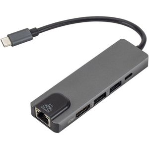 5 In 1 Usb C Hub Hdmi 4K Type C Hub Naar Gigabit Ethernet Rj 45 Lan Adapter Thunderbolt 3 USB-C Charger Pd Apparaten Voor Macbook Pro