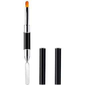 1Pc Dubbele Kop Acryl Nagellak Brushs Platte Tip En Rvs Gel Spatel Professionele Gel Toepassing Tool 3 kleuren Borstel