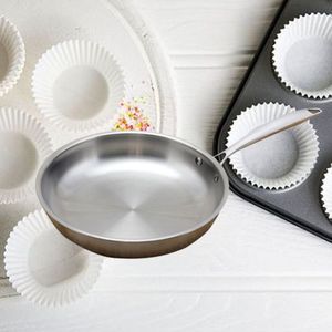 28Cm Rvs Koekenpan Ongecoat Non-stick Koekenpan Pan Kookgerei Keuken Accessoires Koken Gereedschap Gebruiksvoorwerp Zonder Deksel