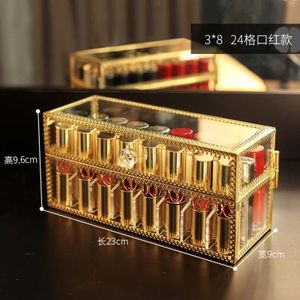 24/40 Grid Gold Glas Helder Make Parfum Lippenstift Cosmetische Opslag Display Box Case Stand Rack Houder Organizer
