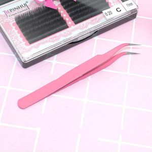 1/2Pcs Roze Roestvrijstalen Pincet Rechte Gebogen Pick Up Gereedschap Wimper Extension Wees Nipper Clip Manicure Nail art Tool
