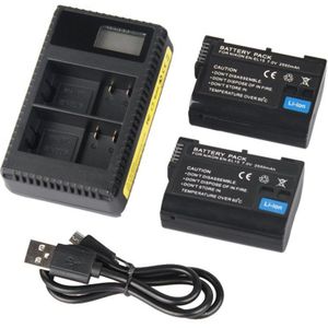 EN-EL15 Camera Oplaadbare Batterij Dual Opladen Slot Lcd Display Lading Adapter Met Usb Kabel Lader Kit Set