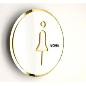 Deur Teken Wc Wc Deur Sticker Spiegel Heldere Goud Acryl Nummer Plaat Badkamer Hotel Indicatie Plaque Tips Gids Bewegwijzering