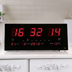 17 ''Digitale Led Scherm Wandklok Kalender Time Backlight Met Temperatuur Meter Thermometer Thuis Kantoor School Projectie Ons