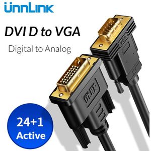 Unnlink Digitale Actieve DVI-D 24 + 1 Naar Vga Kabel Adapter Dvi Vga Converter FHD1080P @ 60 Voor Pc Hdtv projector Computer Grafische