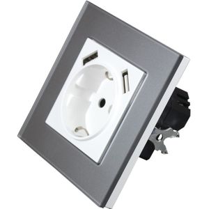Usb Stopcontact Voor Telefoon Lading Dubbele Usb-poort 5V 2A Usb Electrique Outlet Usb Murale grey Kleur F1-01HH