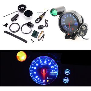 3.75 Inch 12V Auto Toerenteller Gauge Kit 11000 Rpm Blauwe Led Met Shift Licht Voor 4/6/8 Cilinders benzine Auto 'S