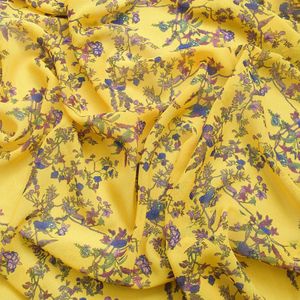 145X100 Cm Geïmporteerde Klassieke Bloemenprint Zachte Chiffon Stof Voor Vrouwen Trouwjurk Overhemd Sjaal Naaien Doek Bekleding