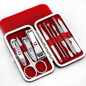 10 Stuks Professionele Roestvrij Staal Nagelknipper Voor Manicure Pedicure Grooming Toe Nail Cuticle Trimmer Travel Case Tool