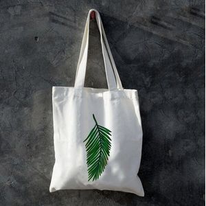 Canvas Schoudertassen Eenvoudige Verse Palm Leaf Draagtas Strand Bruiloft Dames Handtassen Bridal Party Totes Grote Capaciteit