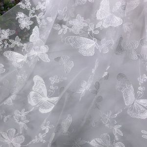 150*100Cm Witte Vlinder Wedding Dress Bridal Applique Diy Bruids Hoofdtooi Sjaal Veil Geborduurde Lace Stof Patch Gordijn