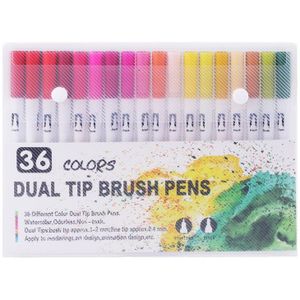 12/24/36/48/60/72/100 Kleur Fineliner Waterbasis Dual Head Schets markers Borstel Pen voor Draw Kleurboeken Art Supplies