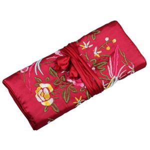 Draagbare Dames Reizen Sieraden Roll Bag Borduren Sieraden Verpakking Tas Vrouwen Jewelry Organizer Case Pouch