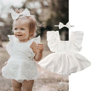 0-24M Pasgeboren Baby Baby Meisjes Kant Romper Prinses Ruches Jumpsuit Wit Kleding Zomer Baby Meisjes Kostuums