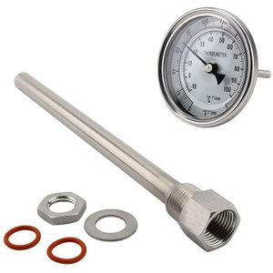 Waterkoker Weldless Schot Thermowell Kit, 1/2 &#39;Npt 9 &quot;Weldless Bi-Metalen Thermometer Roestvrij Staal Thuis Brouwen Accessoires