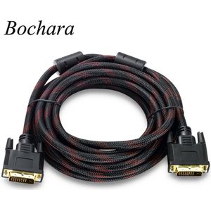 Bochara Nylon Gevlochten Vergulde DVI-D Kabel (24 + 1Pin) single Link Male Naar Male 1.5 M 3 M 5 M 10 M 15 M 20 M