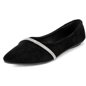 Vrouwen Flats Bling Slip Op Platte Schoenen Puntschoen Bootschoenen Kristal Ballet Flats Zwarte Loafer Comfortabele Schoenen Herfst 8339N