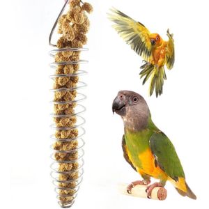 Papegaai Vogel Voedsel Fruitmand Speelgoed Rvs Voeden Apparaat Vogels Kooi Feeder H58C