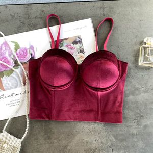 Effen Kleur Korea Fluwelen Vest Mode Klassieke Vrouwen Party Club Night Bustier Tops Camis