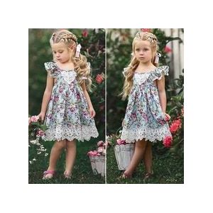 Bloem Kant Jurk Prinses Kids Baby Meisjes Mouwloze Jurk Bloemen Tulle Party Trouwjurk Kinderen Zomer Zonnejurk