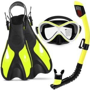 3 Pcs Kinderen Snorkelen Kit Kinderen Duikuitrusting Anti-Fog Zwembril Droge Snorkel Buis Verstelbare Snorkel Vinnen