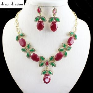 Jiayijiaduo Wedding Party Sieraden Sets Retro voor Indiase Vrouwen Charm Trouwjurk Goud-kleur Ketting Set Oorbellen Sets