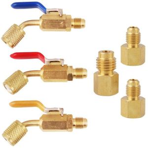 6 Pcs Airconditioning Koelmiddel Schuine Compact Kogelkraan 1/4 Inch Voor R410A R134A R12 R22 Ac Hvac En R12 r22