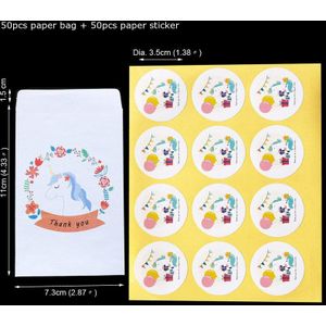 Eenhoorn Dank u Papier Envelop Baby Verjaardagsfeestje Envelop voor Uitnodiging Wit Mini Craft Envelop met Stickers 50 stuks