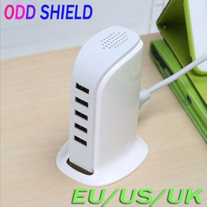 EU ONS UK Plug 5 Poorten Meerdere Muur USB Lader 30W 5V 6A Smart Adapter Android Mobiele Telefoon opladen Data Apparaat ONEVEN SHIELD