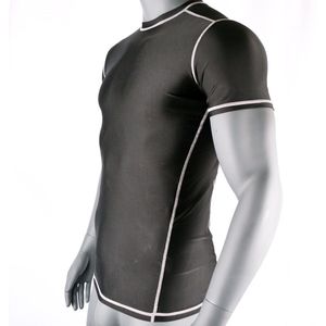 Korte Mouw Heren Zwemmen Surfen Rash Guard Zwart Wit Kleur Overhemd MMA Rashguard