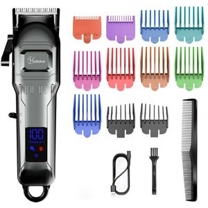 Barber Shop Hair Clipper LCD Digital Oil Head Engraving Retro Hair Clipper Men&#39;s Home Rechargeable Beard Trimmer