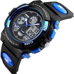 Skmei Dual Display Kinderen Horloge Led Digitale Horloge Pu Sport Shockproof 50M Waterdicht Alarm Sport Jongens Meisjes Kids klokken