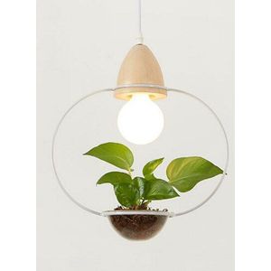 Art Deco Led Plant Hanglamp Met Houten Basis E27 Creatieve Rustieke Pot Cultuur Opknoping Lamp Voor Eetkamer Cafe bar Restaurant