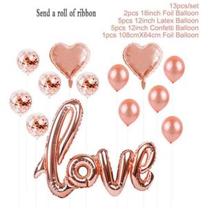Valentijnsdag Rose Goud LIEFDE Brief Ballon Kwastje Combinatie Confetti Bal Transparante Latex Ster Liefde Aluminium Film