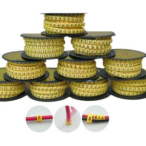 3500 Stuks Zacht Pvc Power Draad Nummer Marker Set Geen. 0 ~ 9, Gele Kabel Marker, Draad Markering, Draad Identificatie Label