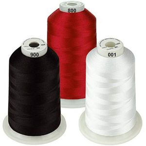 Kleur Packs Van Polyester Borduurmachine Draad Enorme Spool 5000M Voor Alle Borduurmachines (Zwart Wit Rood)
